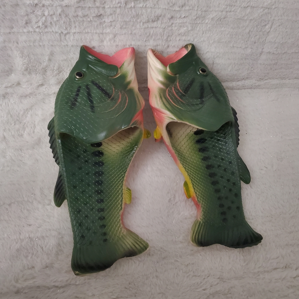 Mens Novelty Green Fish Flop Sandals
